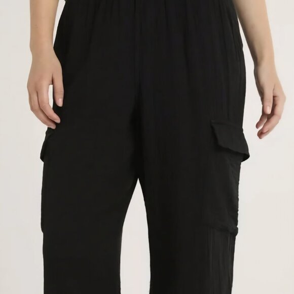 time and tru Cotton black Cargo Pants Wide Leg 16/18 - Picture 2 of 3